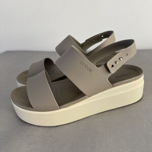 CROCS Brooklyn Platform Sandal Chunky Y2K Beige Tan Women's Size 8